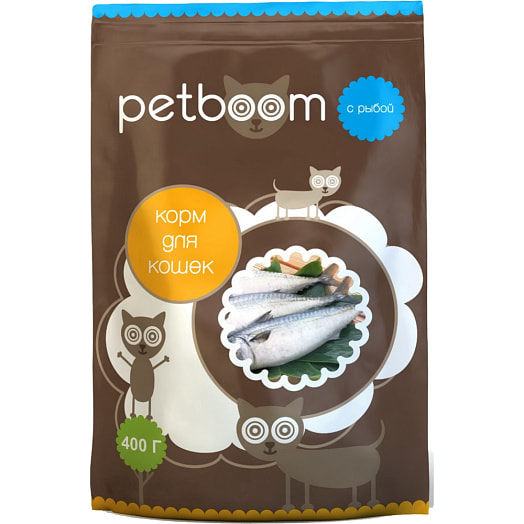 Сухой корм для кошек Petboom 400г с рыбой Беларусь