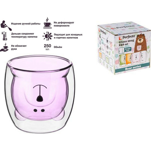 Стакан Bear стеклянный с двойными стенками арт.30-125004 Китай PERFECTO LINEA