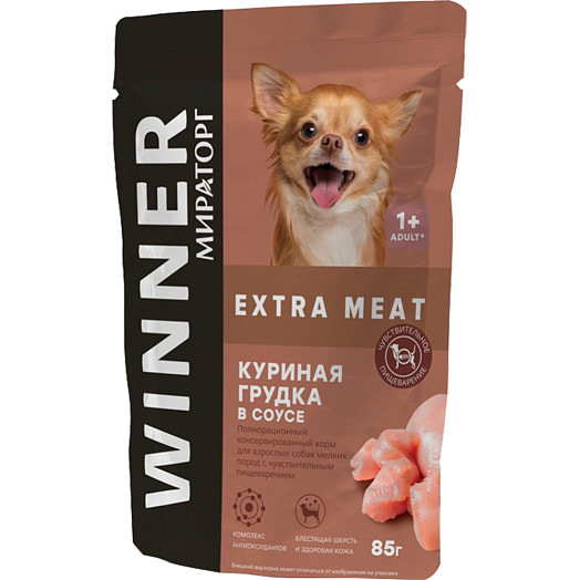 Корм МИРАТОРГ Extra Meat Куриная грудка в соусе для взрослых собак 90г ЗАО СК Короча Россия Мираторг