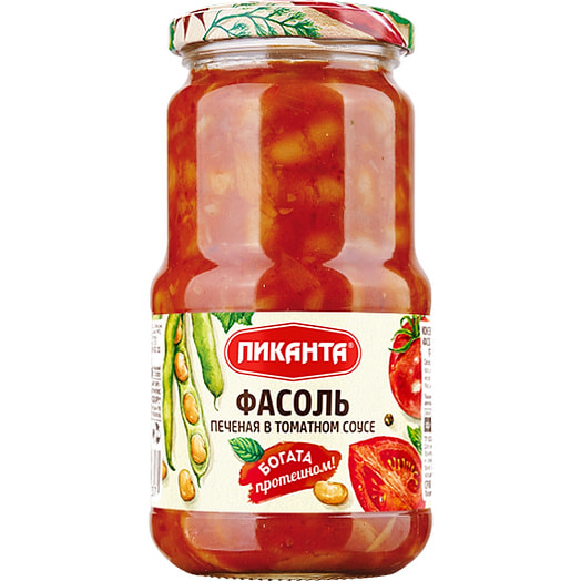 Фасоль печеная в томатном соусе Пиканта 470г ст/б ООО Вкусный продукт Россия