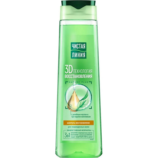 Шампунь восстановление 400мл с репейным маслом Калина Россия Чистая линия