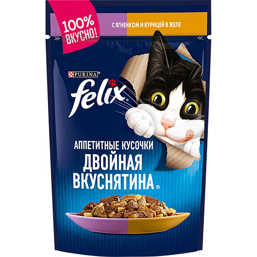 Корм Felix Двойной Вкус 75г пауч ягненок курица ООО Нестле Россия Россия Purina