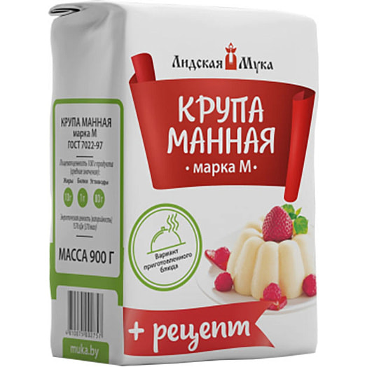 Крупа манная 900г пакет с рецептом Беларусь