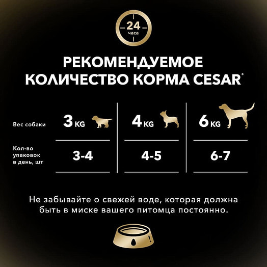 Корм Cesar с курицей и овощами для взрослых собак всех пород 85г ООО Марс Россия Cesar