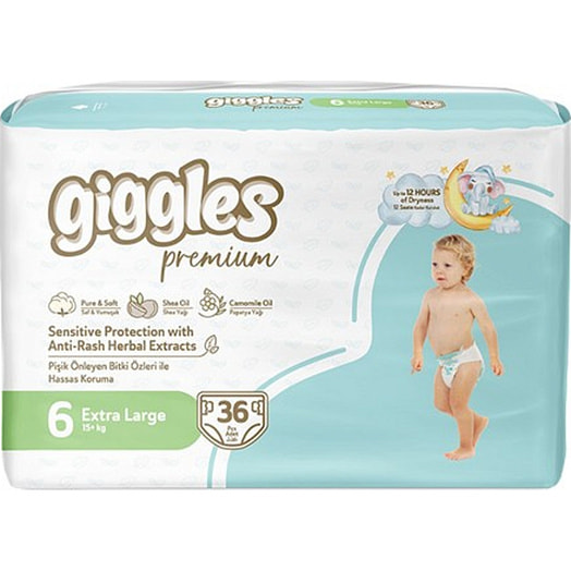 Детские подгузники Giggles разм.6,36 шт Турция