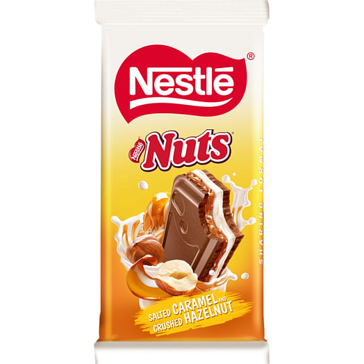 Шоколад Nuts молочный 200г Соленая карамель Россия Nestle