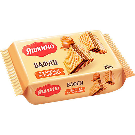 Вафли Яшкино 200г С вареной сгущенкой ООО КДВ Яшкино Россия Яшкино