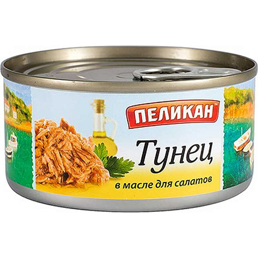 Тунец в масле для салатов Пеликан 185г ж/б с ключом измельченный Тайланд