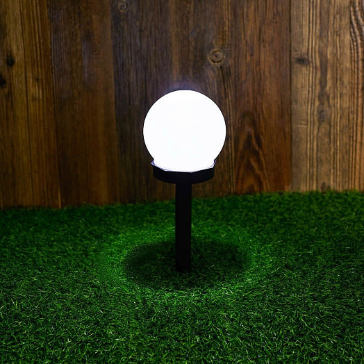 Фонарь садовый Inbloom на солн батарее Шар 10х10х34см, 1LED, белый арт.475-306 Китай