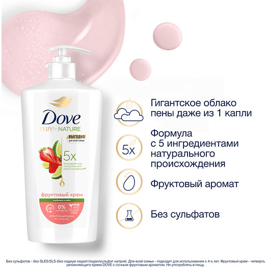 Крем-гель для душа для всей семьи 610мл клубника и лайм Unilever Россия dove