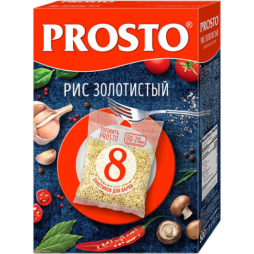 Рис Золотистый PROSTO пропаренный 500г 8 пакетов Россия