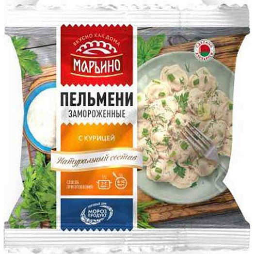 Пельмени Марьино 400г с мясом цыпленка-бройлера Морозпродукт Беларусь