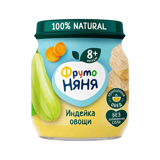 Пюре для детского питания ФрутоНяня 100г ст/б мясо индейки с овощами ФрутоНяня Россия