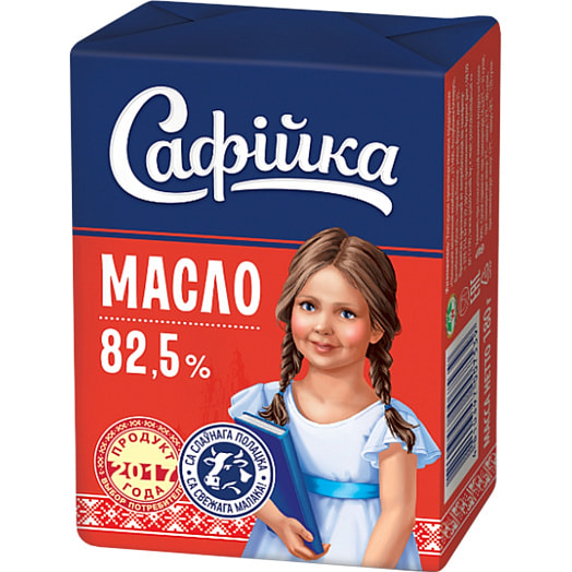 Масло Сафийка 82.5% 180г сладкосливочное несоленое Беларусь