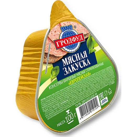 Консерва мясная Европейская стерилиз 100г СООО Квинфуд Беларусь Гродфуд