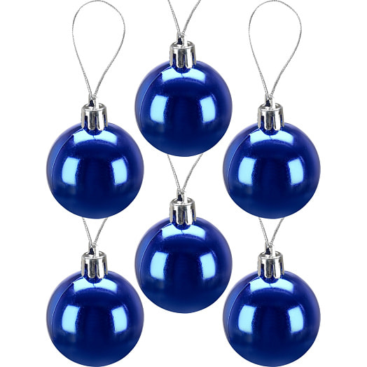 Набор ёлочных шаров Новогоднее настроение (4см, 25шт, серебро/синий (морозный узор) арт.НУ-3437 Китай