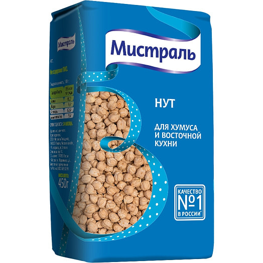 Нут Мистраль для хумуса и восточной кухни 450г ООО Мистраль Трейдинг Россия