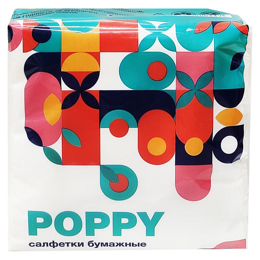 Салфетки бумажные POPPY ART белые,тисненые, без рисунка,однослойные 240*230мм 100шт Беларусь