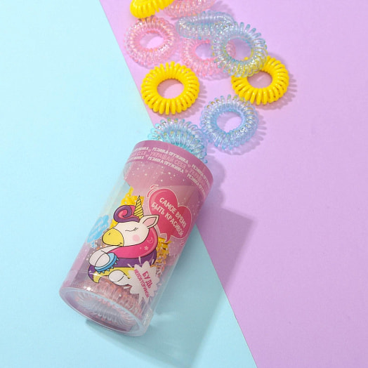 Набор резинок-пружинок в тубусе Самое время быть красивой 4х9см арт.5484052 YIWU YOUDA IMPORT & EXPORT CO., LTD Китай Art beauty