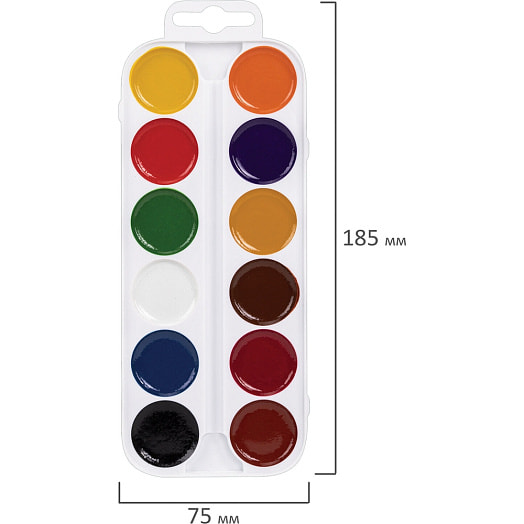 Краски акварельные Пифагор Классические (медовые, 12 цветов) арт.192007 Россия