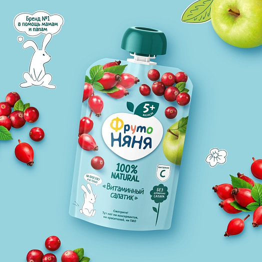 Пюре для дет/пит ФрутоНяня 90г дой-пак витаминный салатик ФрутоНяня Россия