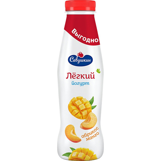 Йогурт питьевой 1% 415г ПЭТ Абрикос-манго Савушкин продукт Беларусь Савушкин