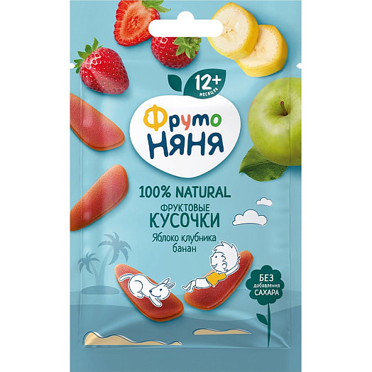 Фруктовые кусочки ФрутоНяня 15г дой-пак из яблок, клубники и бананов для дет/пит ФрутоНяня Россия