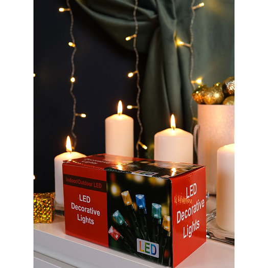 Гирлянда-занавес (1,8х1,4м, прозрачная нить, 108 ламп, т/белый свет, 8реж) арт.ГЗ-0012 Китай