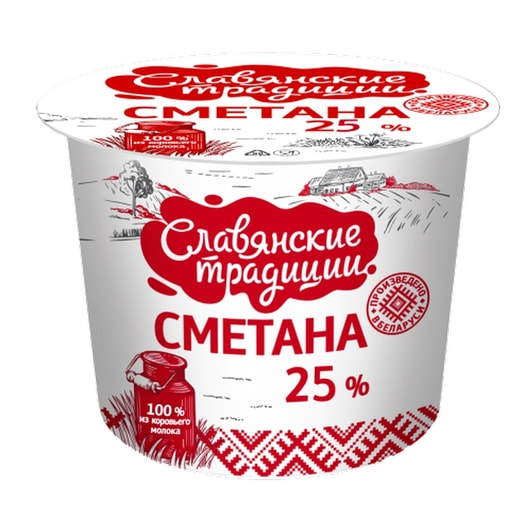 Сметана 25% 380г пл/ст ММЗ N1 Беларусь Славянские традиции