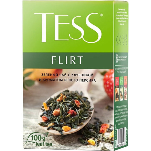 Чай Tess Flirt 100г с ароматом белого персика и клубники Орими Россия