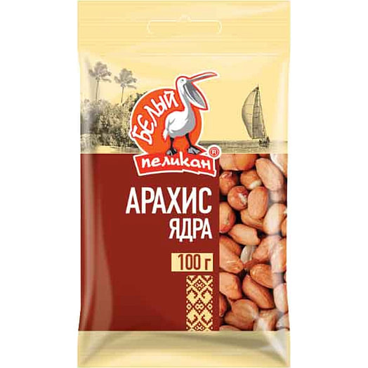 Арахис очищенный 100г ООО Детави Китай Белый Пеликан