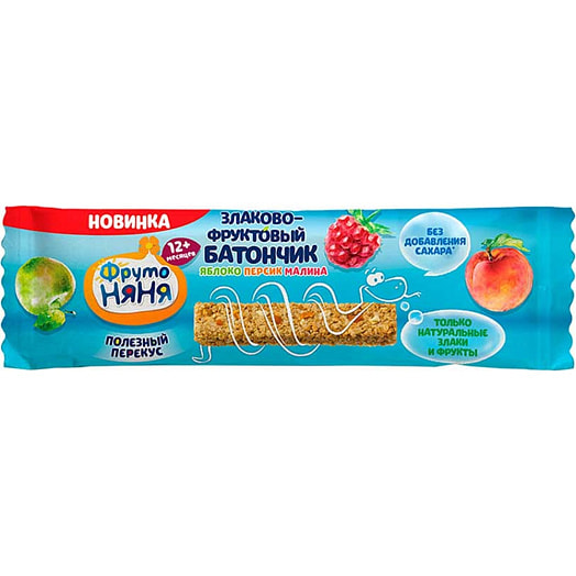 Злаково-фруктовый батончик 25г яблоко-персик-малина ОАО Прогресс Россия