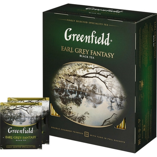 Чай черный Greenfield Earl Grey Fantasy 200г с ароматом бергамота (100пак*2гр) орими Россия Greenfield