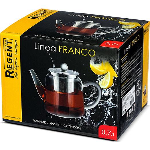 Чайник с фильтр-ситечком Linea Franco 0,7л арт.93-FR-TEA-09-700 ООО Регент Рус Китай Regent Inox