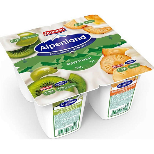 Продукт йогуртный Alpenland 0.3% 110г киви-крыжовник-ананас Эрманн Россия Эрманн