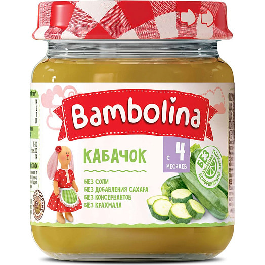Пюре для дет/пит Бамболина Кабачок (Гамма Вкуса) 100г ст/б СООО Оазис Груп Беларусь