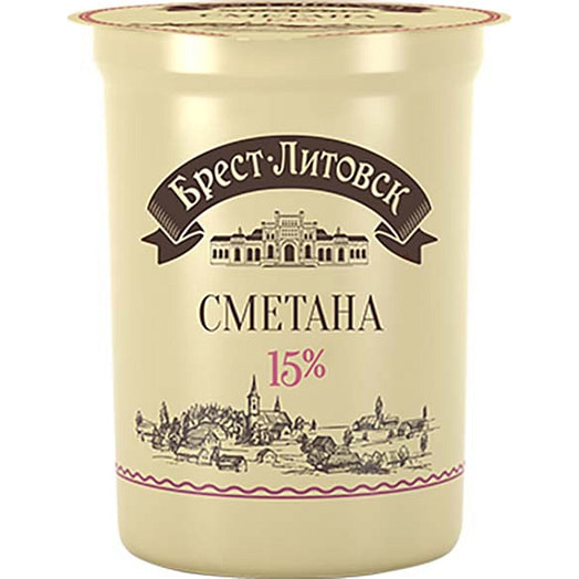 Сметана 15% 380г пл/стак. Савушкин продукт Беларусь Брест-Литовск