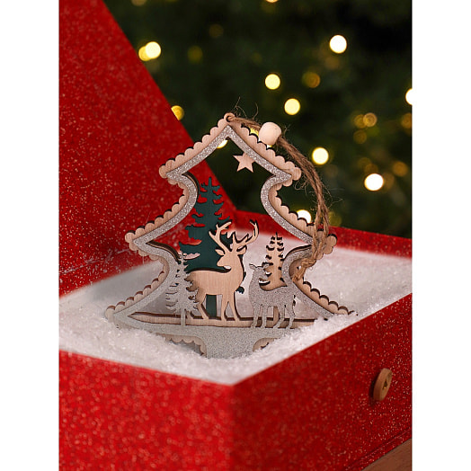 Деревянная подвеска Серебристая ель 12,5см арт.НУ-3916 Китай