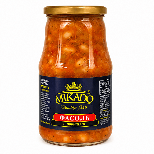 Фасоль с овощами Микадо 500г ст/б ООО Славянский КК Россия Микадо