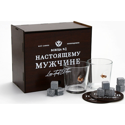 Подарочный набор Бокалы для виски с камнями в дерев ящике арт.10895165 Россия
