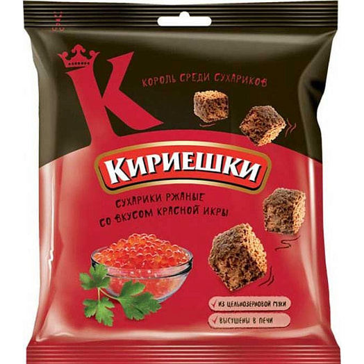 Сухарики 40г ржаные со вк. красной икры ООО КДВ Воронеж Россия Кириешки