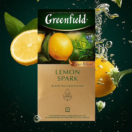 Чай Greenfield 37.5г Lemon Spark черный (25пак*1.5г) Россия