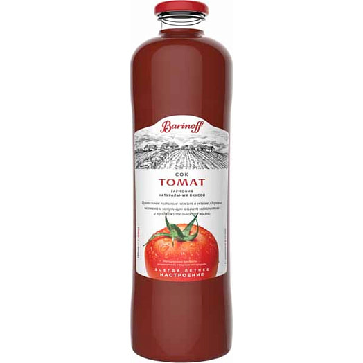 Сок томатный Barinoff 1л ст/б восстановленный с мякотью и солью Россия