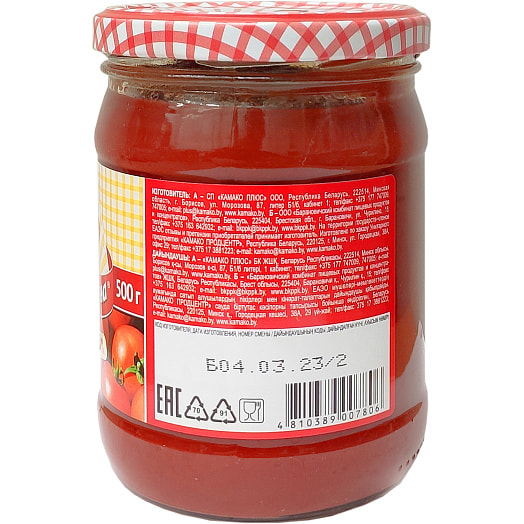 Паста томатная несоленая 500г пл. Беларусь