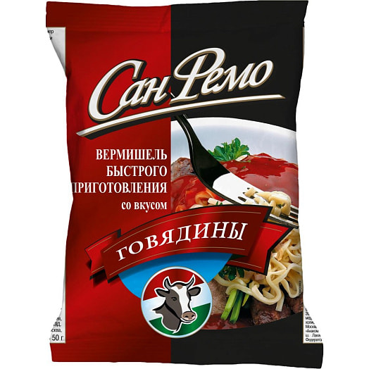 Вермишель б/п Сан Фемо 50г пак. со вкусом говядины Россия