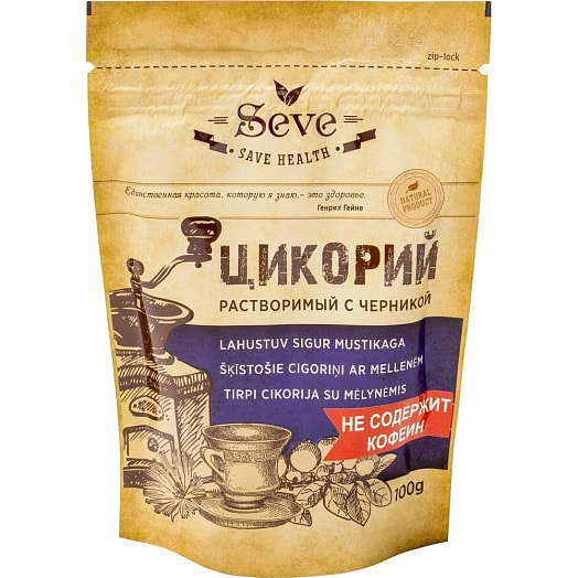 Растворимый порошок цикория Seve с черникой 100г ООО Габрини Россия Seve