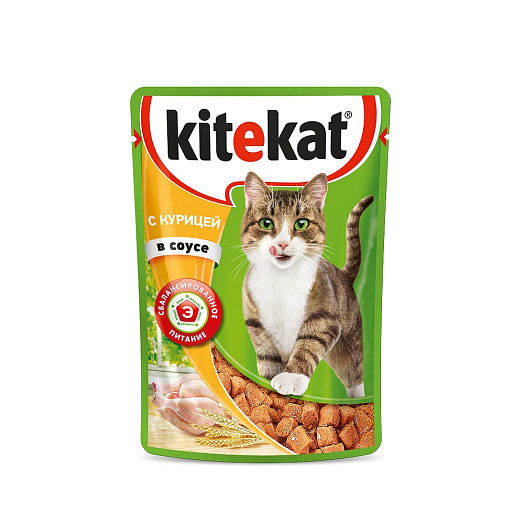 Влажный корм Kitekat д/кошек курица в соусе 85г Россия