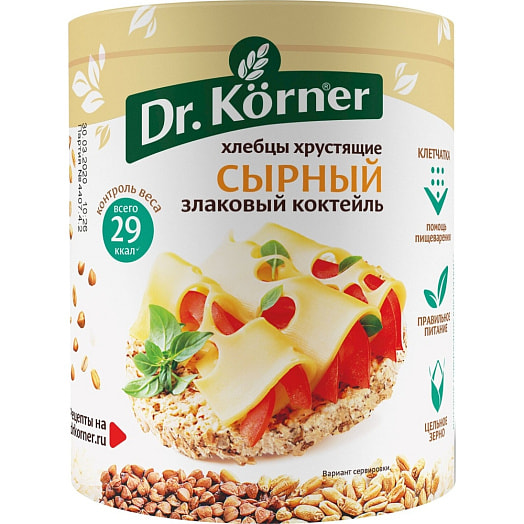 Хлебцы хрустящие Dr.Korner 100г злаковый коктейль сырный Россия
