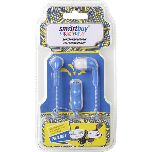 Внутриканальные наушники Friends карт/уп. с разветвителем синие арт.SBE-9220 Smartbuy Technology Inc. Китай Smartbuy