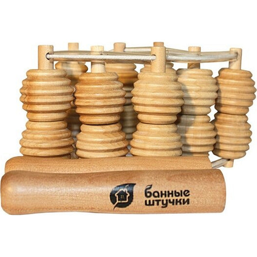 Массажёр для спины деревянный ленточный арт.40071 ООО Профит Китай Банные штучки
